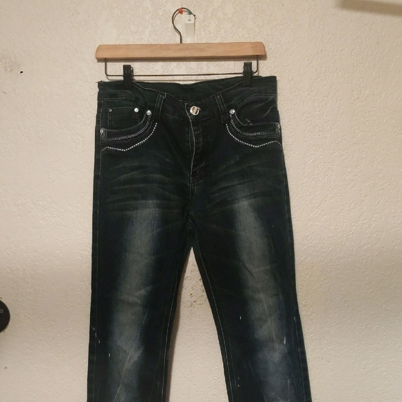 Black Straight Leg Jeans with Subtle Stretch - Picture 1 of 3